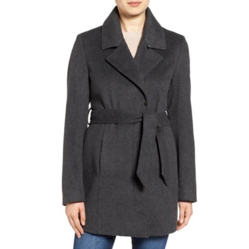 FREE SHIPPING! Sam Edelman Women's Button-off Faux Fur Collar Wool Coat - Picture 2 of 7